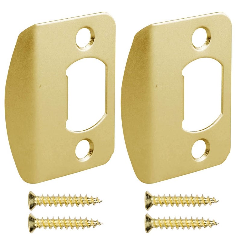 Siwil Door Strike Plate Univeral, 2-1/4 inch x 1-7/16 inch, Round Corner - 2 Pack (Gold) - Image 1